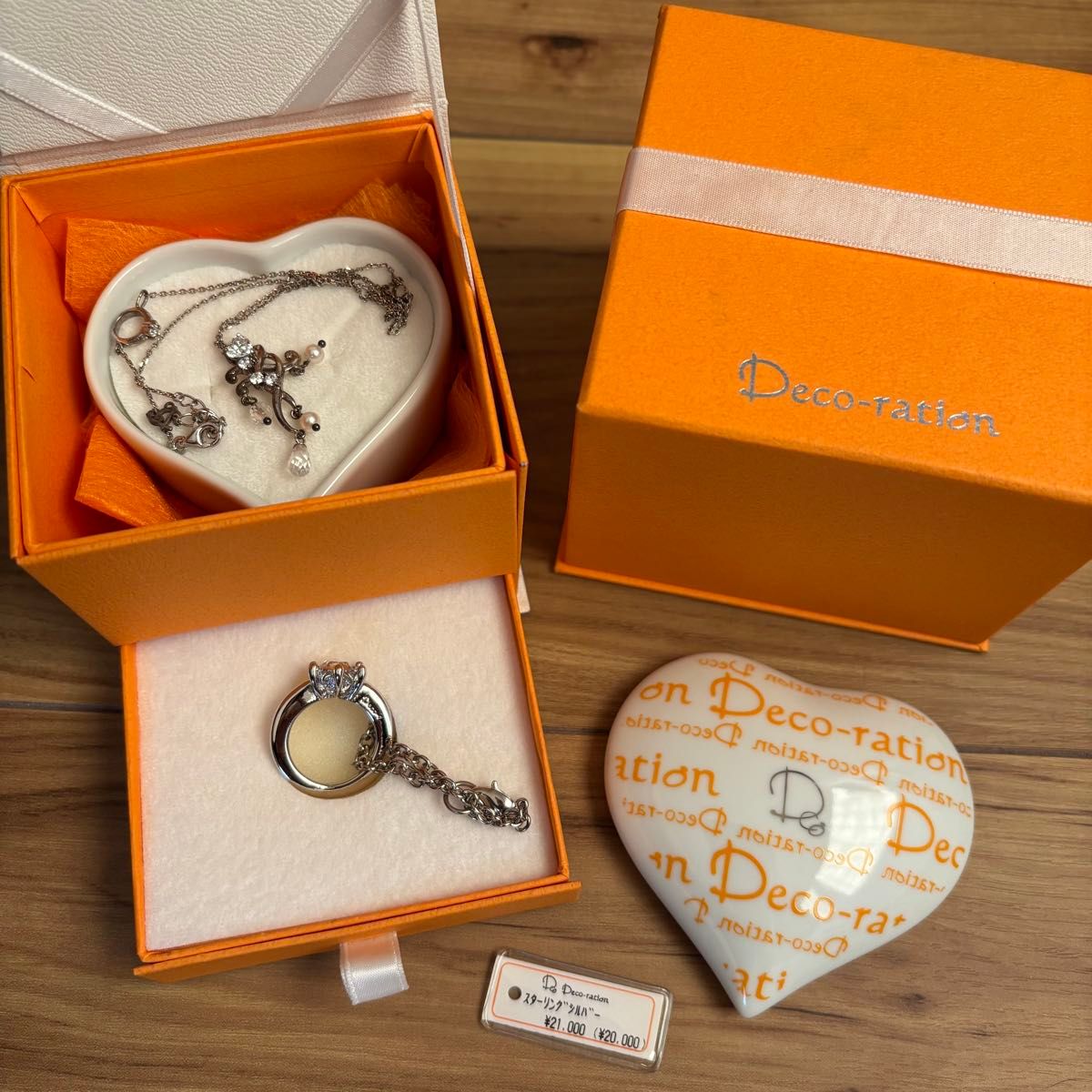 【定価21,000円】Deco-ration スターリングシルバー ネックレス＆リングセット　プレゼントボックス付き