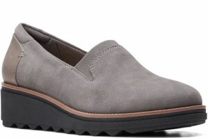  бесплатная доставка Clarks 22.5cm Flat Wedge Loafer балет кожа серый мех maru туфли-лодочки офис спортивные туфли ботинки RR38