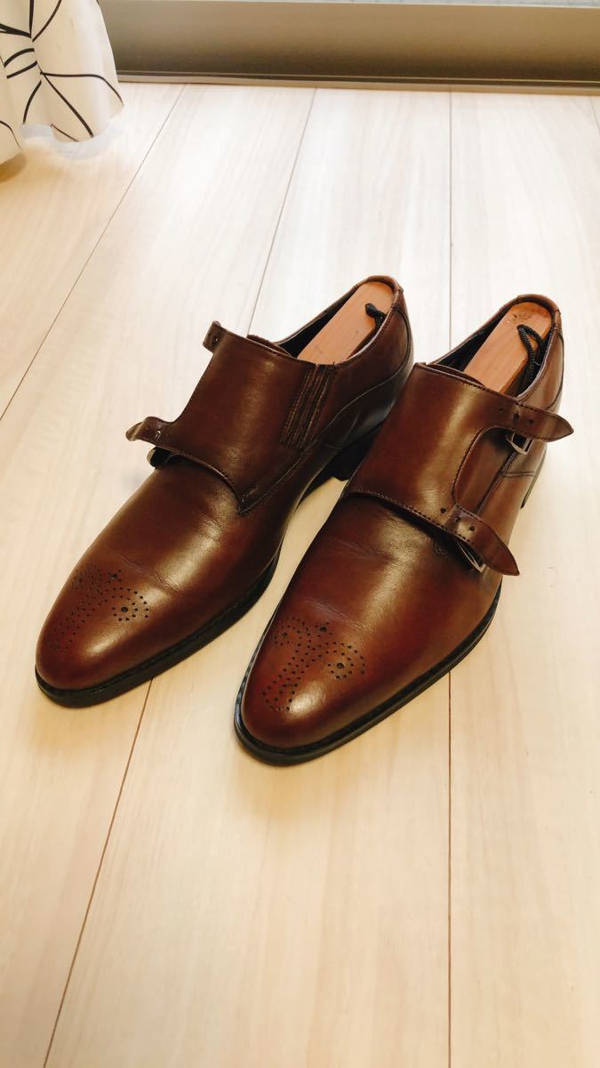 Santoni 本革 ダブルモンクストラップ 5 レザーダブルモンクストラップシューズ グレンソン GRENSON★28cm 美品 BORIS ビジネス 即決★英国製 ブラウン 茶 10 イタリア製 本皮 革靴 サントーニ メンズ ローファー 茶