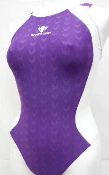 新品・12XL(13L)SWIMHXBY女子競泳水着・パープル×白