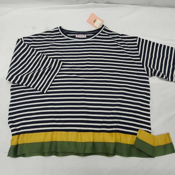 F477 A34【タグ付き未使用】 ピクシーハート 長袖シャツ カットソー ブラック 白黒 ボーダー Tシャツ 古着 半袖Tシャツ