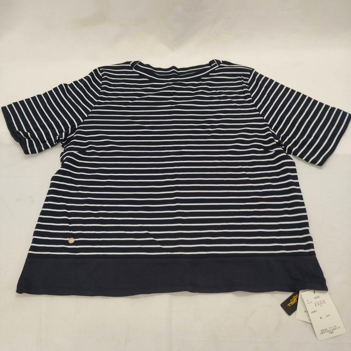 F479 A34【タグ付き未使用】 綿100% 長袖シャツ カットソー ブラック 白黒 ボーダー Tシャツ 古着 半袖Tシャツ