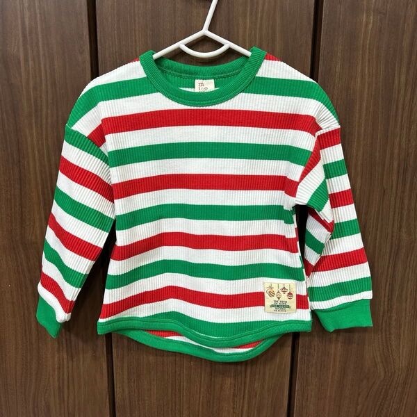 しまむら チマジロ クリスマス ボーダー ロンT トップス 100cm
