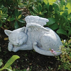 眠る猫（ネコ）ねこの天使 メモリアルエンジェル ガーデン彫刻 彫像/ ペットのお墓 ペットショップ ねこカフェ ペットホテル(輸入品)