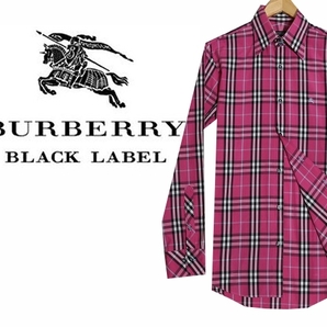 極美品★BURBERRY BLACK LABEL　希少ピンクフルチェックシャツ　サイズ３