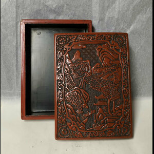 *e498.. маленький коробка шкатулка для писем письменный прибор из дерева скульптура бардачок China изобразительное искусство Tang предмет 