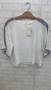 earth 袖刺繍シャツ　白　フリーサイズ 【NH-125】