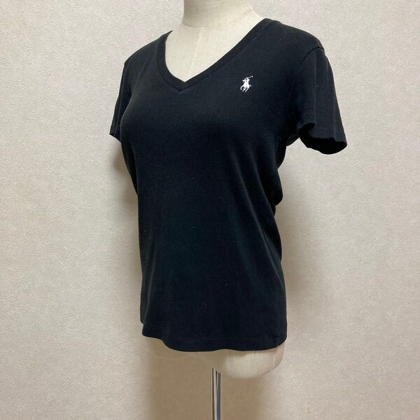POLO RALPH LAUREN ポロラルフローレン Vネック Tシャツ 半袖 ブラック サイズM 黒服