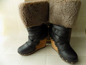  ash *ASH* studs * belt attaching mouton boots * Wedge sole *37 size *USED