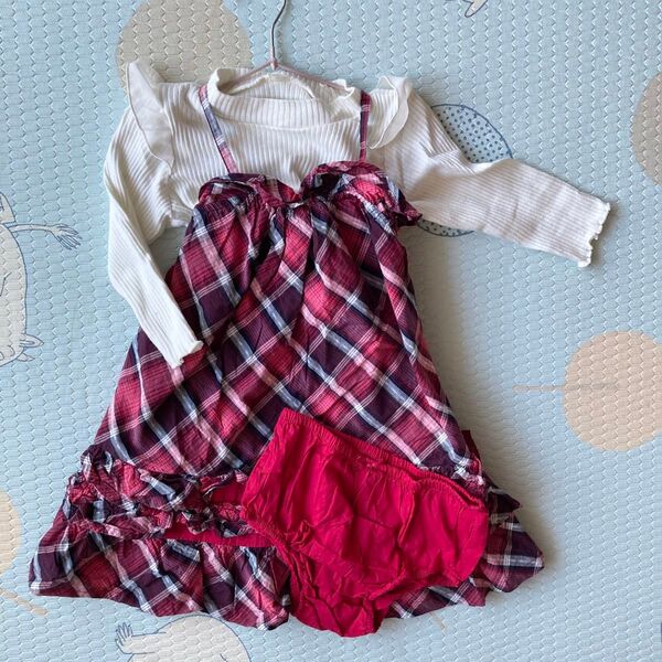 【水通しのみ】GAP ギャップ チェック柄 キャミソールワンピース 90cm