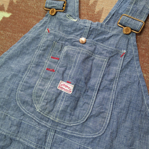  pin check [JC PENNEY]30s40s overall W38* Vintage JCpe knee pe needs 30 period 40 period Work Denim indigo old clothes 20s50s