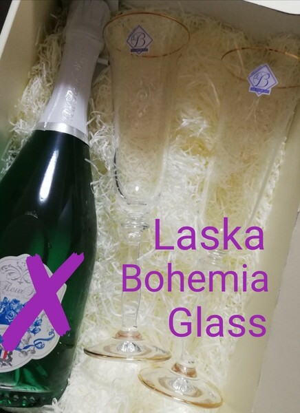 ラスカ　ボヘミアグラス　ペア　チェコ製　シャンパングラス　ワイングラス　母の日　父の日　クリスマス
