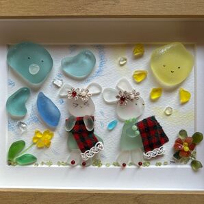 シーグラスアート 北風と太陽♪