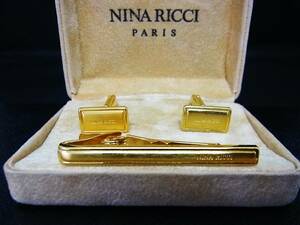 ◎№2024◎■美品■ニナリッチ【NINA RICCI】■【ゴールド】■カフス＆ネクタイピン セット♪