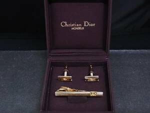 *N1936*# прекрасный товар #[Dior] Dior [ Gold ]# запонки & галстук пинцет!