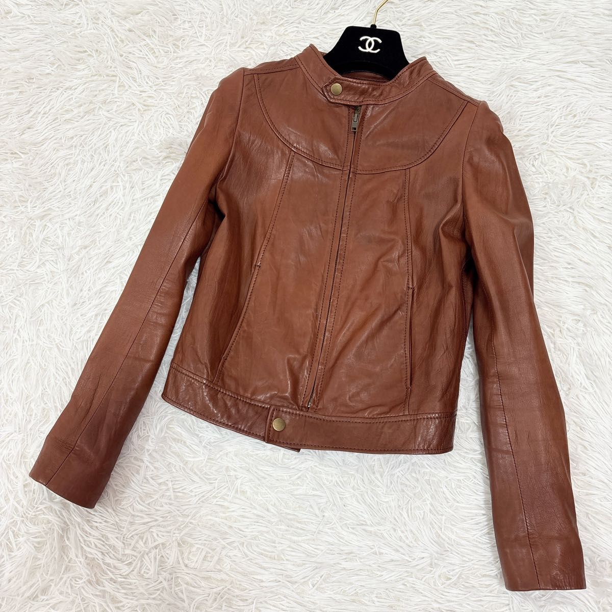 Spick & span Noble ライダースジャケット　シングル　ラムレザー　 羊革 ブラウン