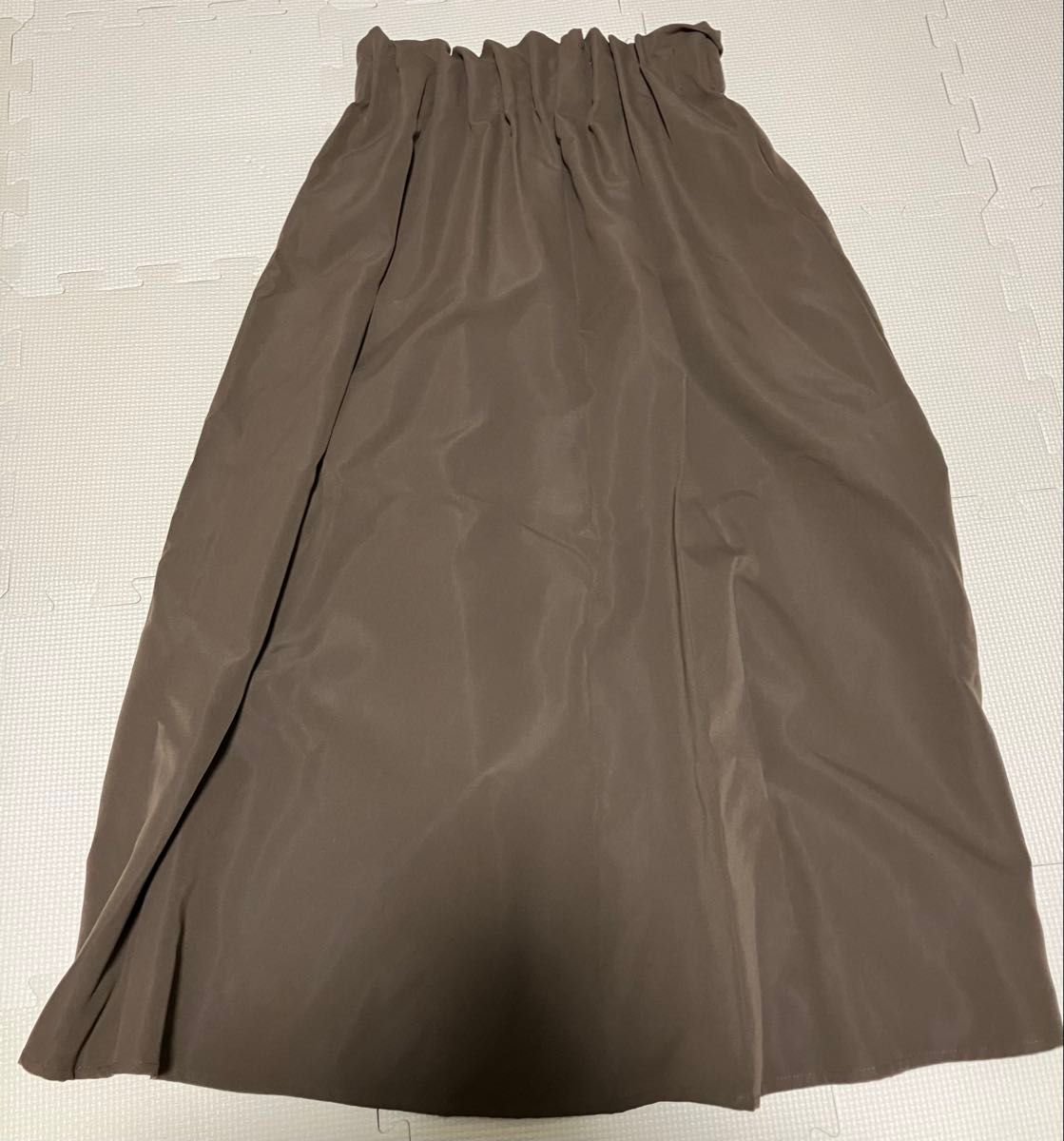 フレアロングスカート ブラウン ウエストゴム Aライン　M 