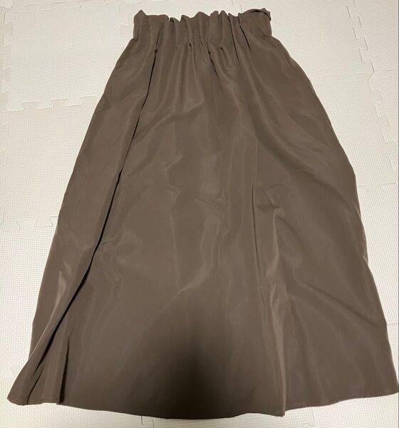 フレアロングスカート ブラウン ウエストゴム Aライン M