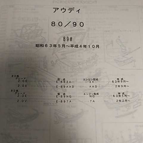 【パーツガイド】 アウディ 80/90 (89#)S63.5~ 2000年版 【絶版・希少】