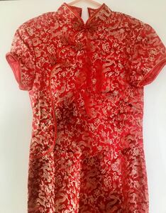  новый товар платье в китайском стиле красный ② * Ремейк-материал для 