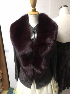 [ fox . Rex . raccoon ] wine color dyeing long real fur muffler market price 12000~40000 about * storage goods beautiful goods fur tippet 