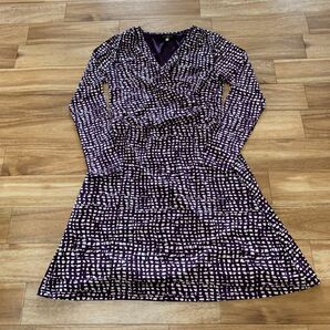 Little New York 紫 ラップドレス 長袖 ひざ丈 ワンピース パープル