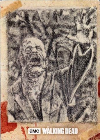 Super rare carte autographe de croquis d'illustration dessinée à la main de The Walking Dead ☆Unique en son genre au monde☆, des bandes dessinées, produits d'anime, signe, Peinture dessinée à la main