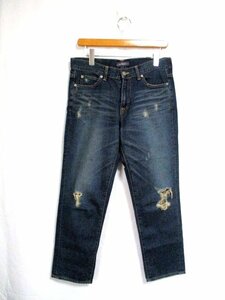 c712 Lois CRAYON Lois Crayon used processing Denim jeans damage size M waist approximately 77. navy blue 71-8