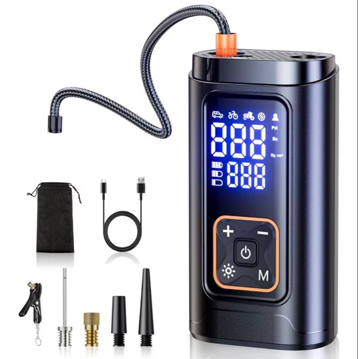 電動空気入れ 7200mAh 充電式 取説付き エアポンプ 自動停止