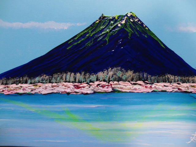 ≪Komikyo≫TOMOYUKI･Tomoyuki, Monte Fuji Oro, pintura al óleo, F4 N°:33, 4cm×24, 3cm, Pintura al óleo única en su tipo., 24 hojas de oro usadas, Autenticidad garantizada y firmada a mano., cuadro, pintura al óleo, Naturaleza, Pintura de paisaje