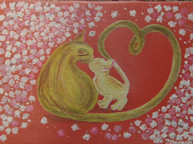 ≪国美協≫, 佐藤めみ, 『キスねこ』, 油彩画, SM号:22, 7cm×15, 8cm, 油絵一点物, 新品高級油彩額付, 直筆サイン･真作保証付, 絵画, 油彩, 自然, 風景画