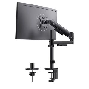 ErGear シングルモニターアーム ディスプレイアーム ガススプリング式 耐荷重9kg クランプ式 グロメット式