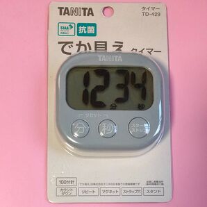 TANITA でか見えタイマー TD-429 抗菌 グレー お試し用電池付