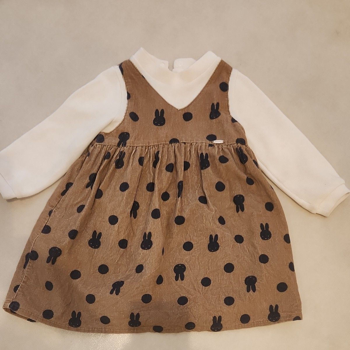 petit main ミッフィー コーデュロイ ドット柄 ワンピース90サイズ