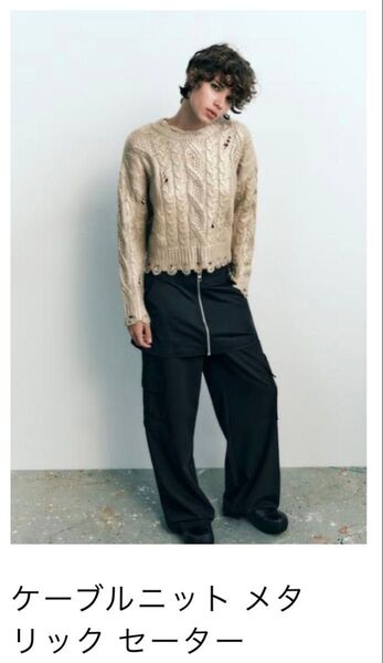 ZARA ザラ ケーブルニット メタリックセーター Sサイズ