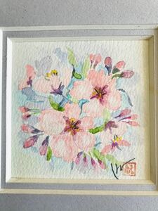 Art hand Auction ★H1★航夢｢桃色のお花｣水彩画 マット付き, 直筆サインあり, 絵画, 水彩, 自然, 風景画