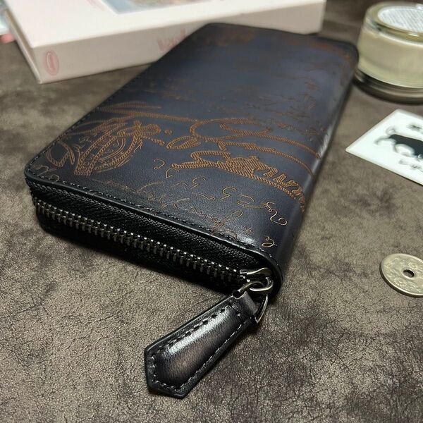 高級感あり グレー イタリアンレザー メンズ 牛革&本革男女兼用 ラウンドファスナー長財布 カード入れ 小銭入れ 人気商品