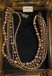  prompt decision * unused * gorgeous! formal also! regular price 8400 jpy * North corner 6 ream pearl &biju- necklace choker brown group 