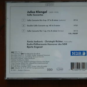 1117◆Klengel/Cello Concertos/Jankovic/Richter/Engeset クレンゲル チェロ協奏曲 輸入盤の画像3