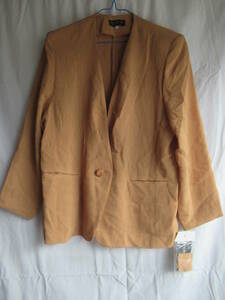ジャケット L ポリエステル100% 着丈64cm 日本製 濃いベージュ