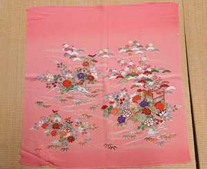  new goods crepe-de-chine furoshiki silk salmon pink darkening 6 unused . place car writing sama wedding . festival ... present eko back peace pattern remake free shipping 