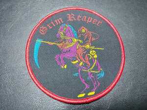 GRIM REAPER circle shape embroidery patch badge see you in hell red frame / slayer metallica exodus possessed exhorder testament sodom kreator