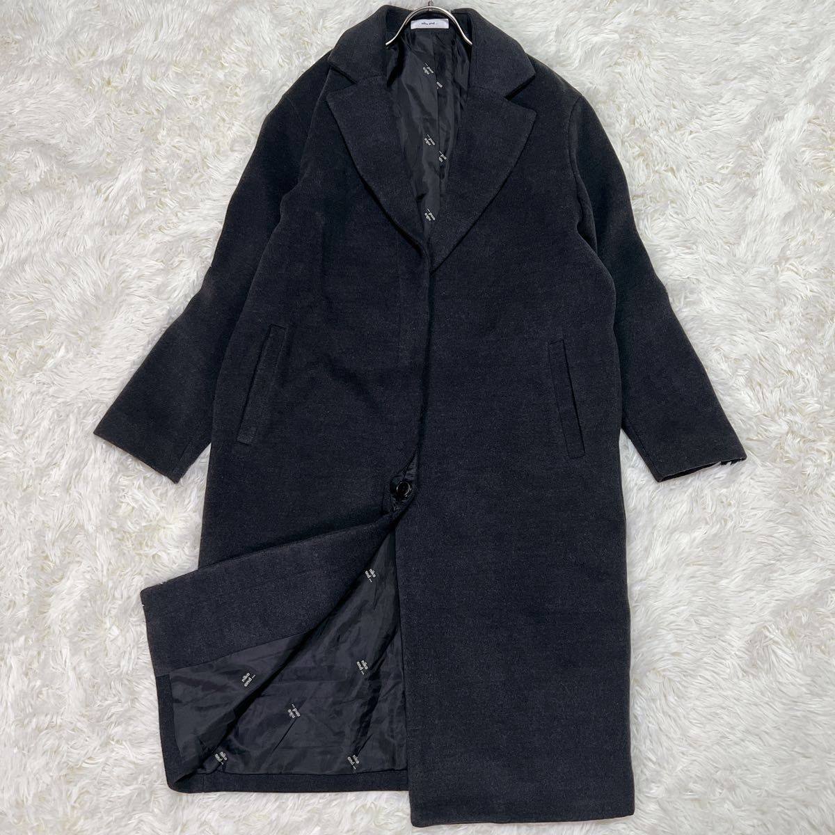 niko and ニコアンド チェスターコート ロング丈 チャコールグレー L ロングコート