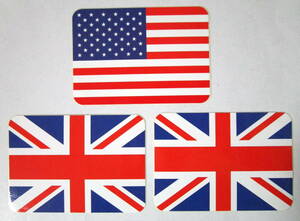 USA & UK 国旗 3点セット ステッカー 星条旗/the Stars and Stripes アメリカ合衆国/Union Jack ユニオンジャック United Kingdom イギリス