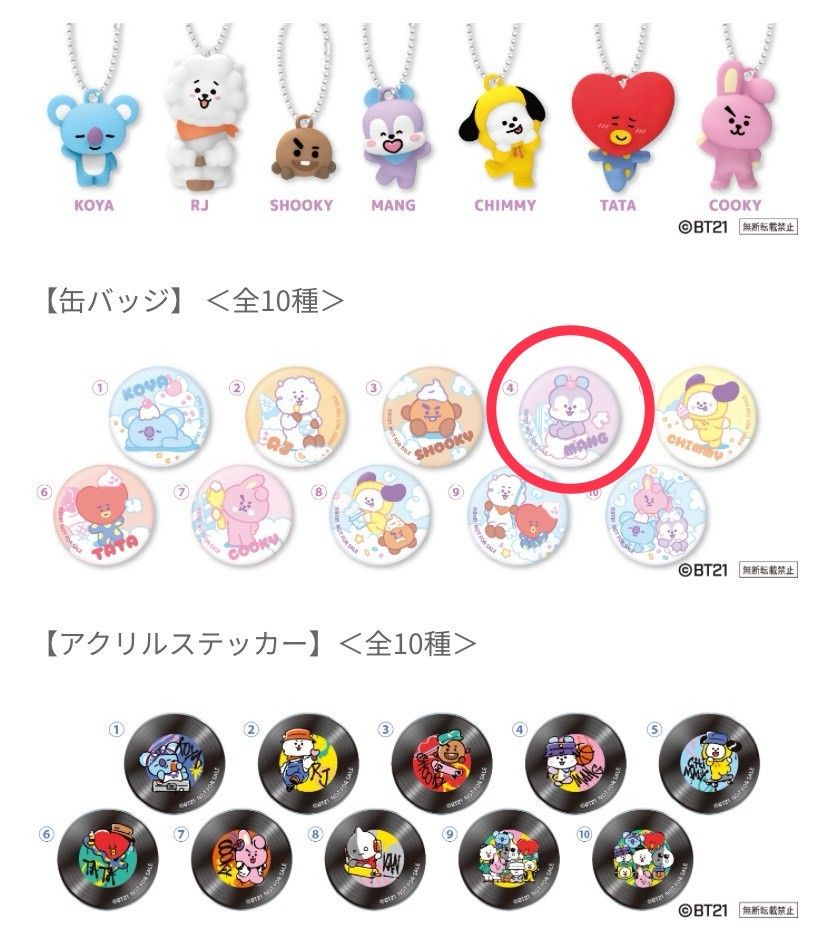 BTS 防弾少年団　BT21 くら寿司コラボ　オリジナル缶バッジ