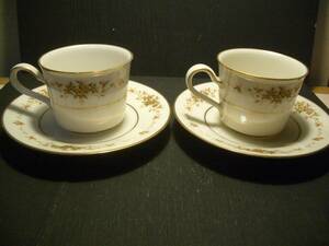 【C&S】Noritake Ivory China★小振りなカップ＆ソーサー２点★則武★7549 SUFFOLK 208650★金彩花柄装飾★アンティーク蚤の市★掘り出し物