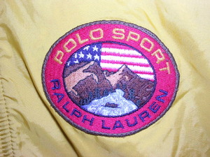 90s Ralph Lauren POLO SPORT nylon switch sweat Parker L yellow / olive vintage old half Zip pull over 