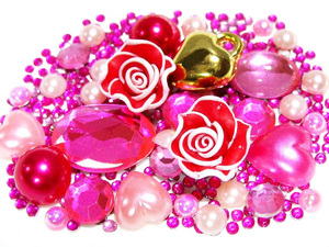  deco parts MIX* brilliant rose * resin rose &f.- car pink *400 bead (P61)