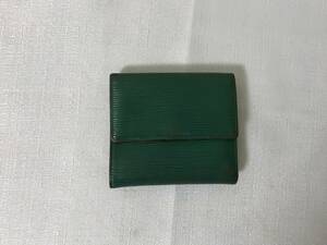 本物ルイヴィトンLVエピ本革レザーWホック二つ折り財布サイフ札入れカードケース緑グリーントラベル旅行メンズレディースビジネス