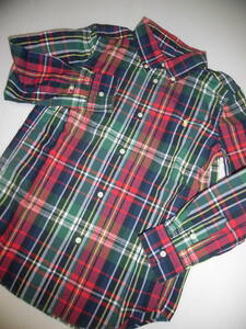 120! Ralph Lauren!po knee embroidery check pattern shirt *